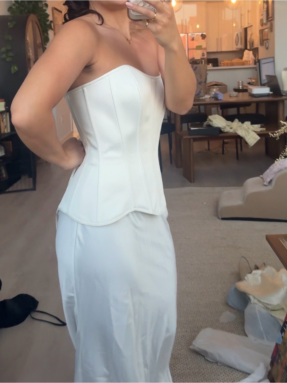 Strapless White Two-Piece Corset Wedding Dress - Picture 7 of 7